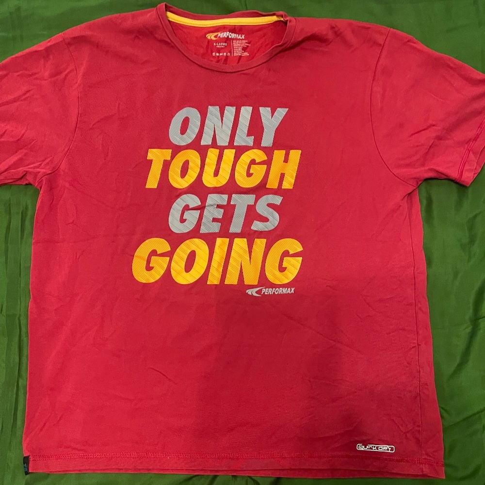 Performax Men's Red Quick Dry T-Shirt - "Only Tough Gets Going" Graphic - Size X